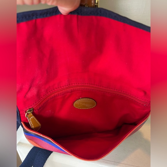 Fossil Coated Canvas Multi Striped Flap Closure Crossbody - Picture 10 of 11